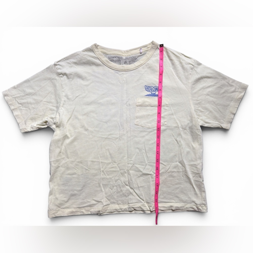 Patagonia Yellow Our Planet Can’t Wait Cropped Pocket Tee Short Sleeve Cotton - Picture 4 of 7